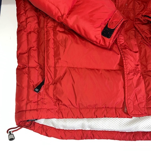 GAP Red Puffer Down MultiCompartment Zip-Up Coat Removable Hood Jacket Unisex A9 - Picture 11 of 16